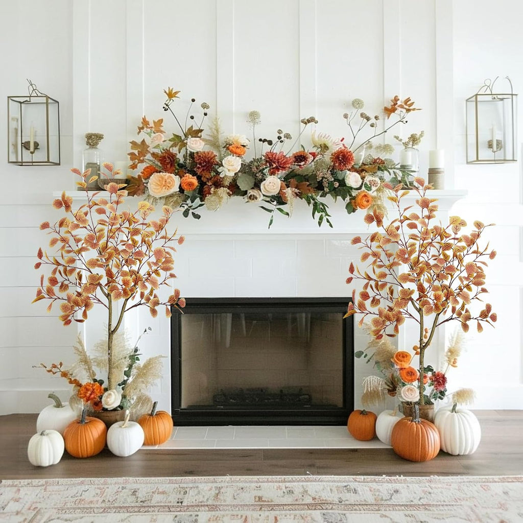 5ft fall trees 2pcs autumn eucalyptus artificial tree, package contents