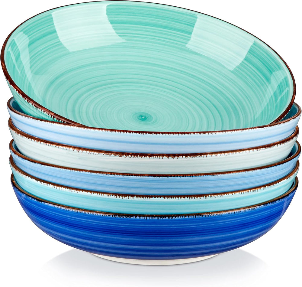 vancasso Bonita 38 oz Ceramic Pasta Bowls Set of 6, Microwave & Dishwashe...