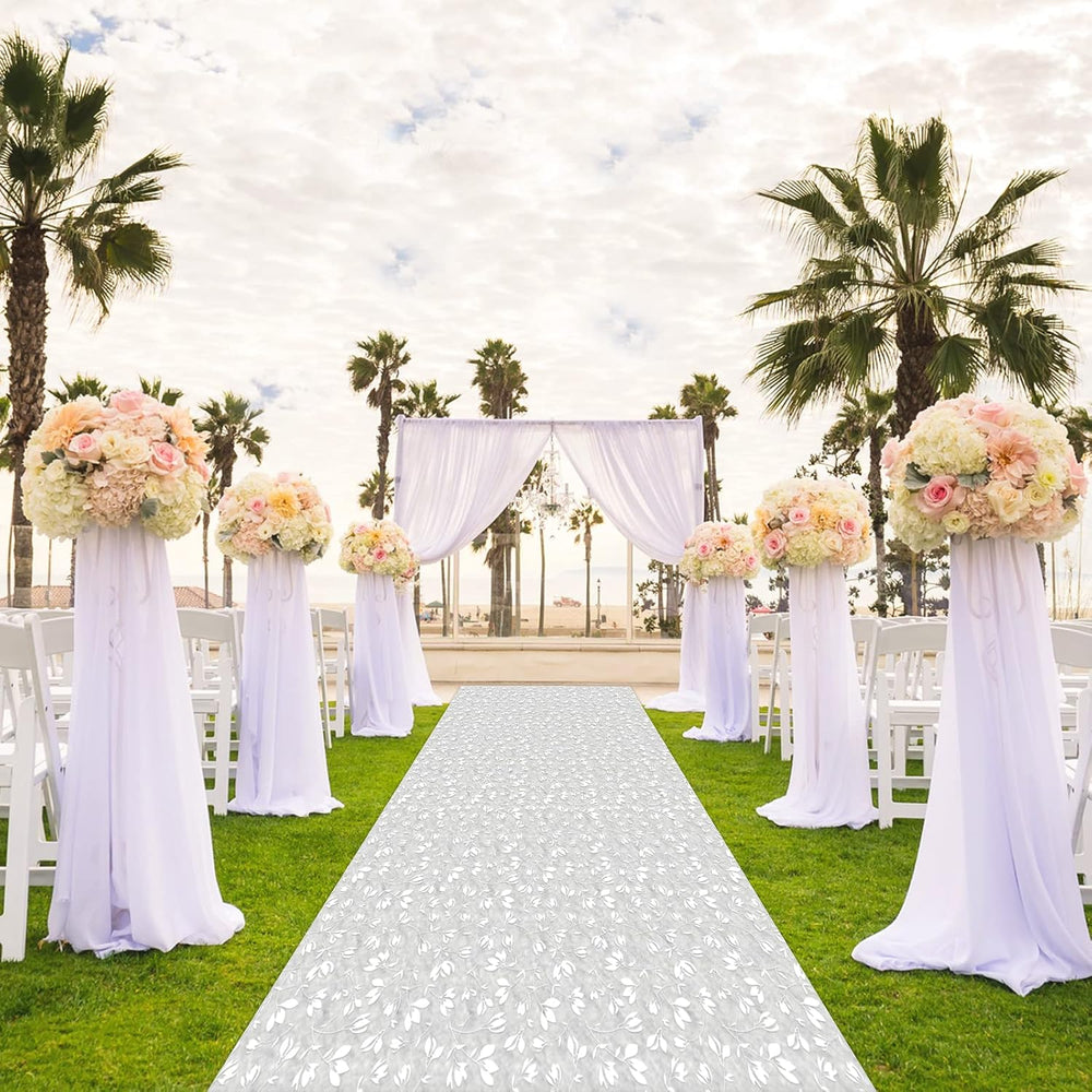 EZLucky Olive Leaf Wedding Aisle Runner, 3 x 100 ft with Tape & Pull Cord