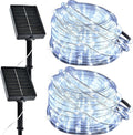 Solar Rope Lights Outdoor, 2 Packs Total 144FT 400LED Solar String Lights with 8 Lighting Modes, Waterproof Solar Powered Fairy Lights for Party Garden Yard Home Holiday Tree Decoration, Pure White