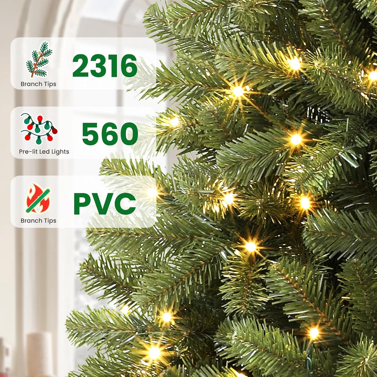 9FT Artificial Prelit Classic Christmas Tree with Remote Control,Timer