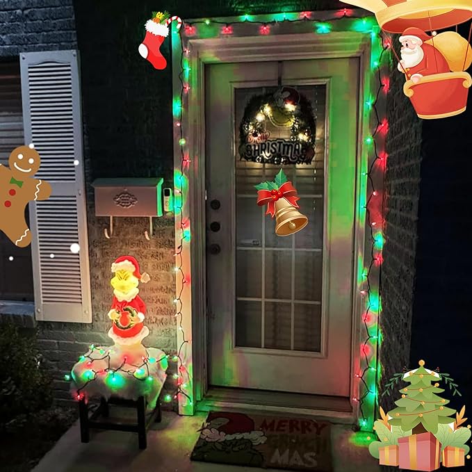 YEGUO 165ft 500 LED Christmas Lights Outdoor Waterproof, Red and Green String Lights Plug in, Green Wire Twinkle Tree Lights Indoor with Timer Memory 8 Modes
