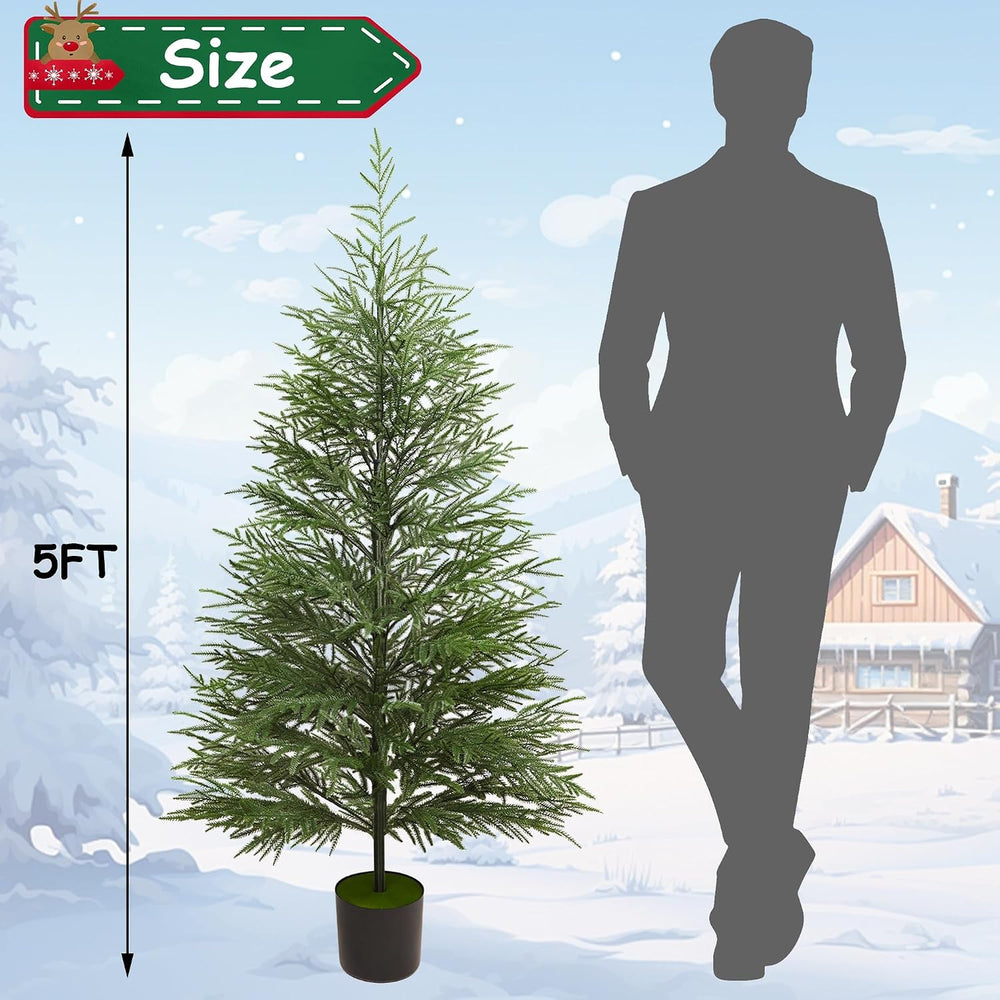 Cllayees 5FT Norfolk Pine Artificial Christmas Tree with Lights