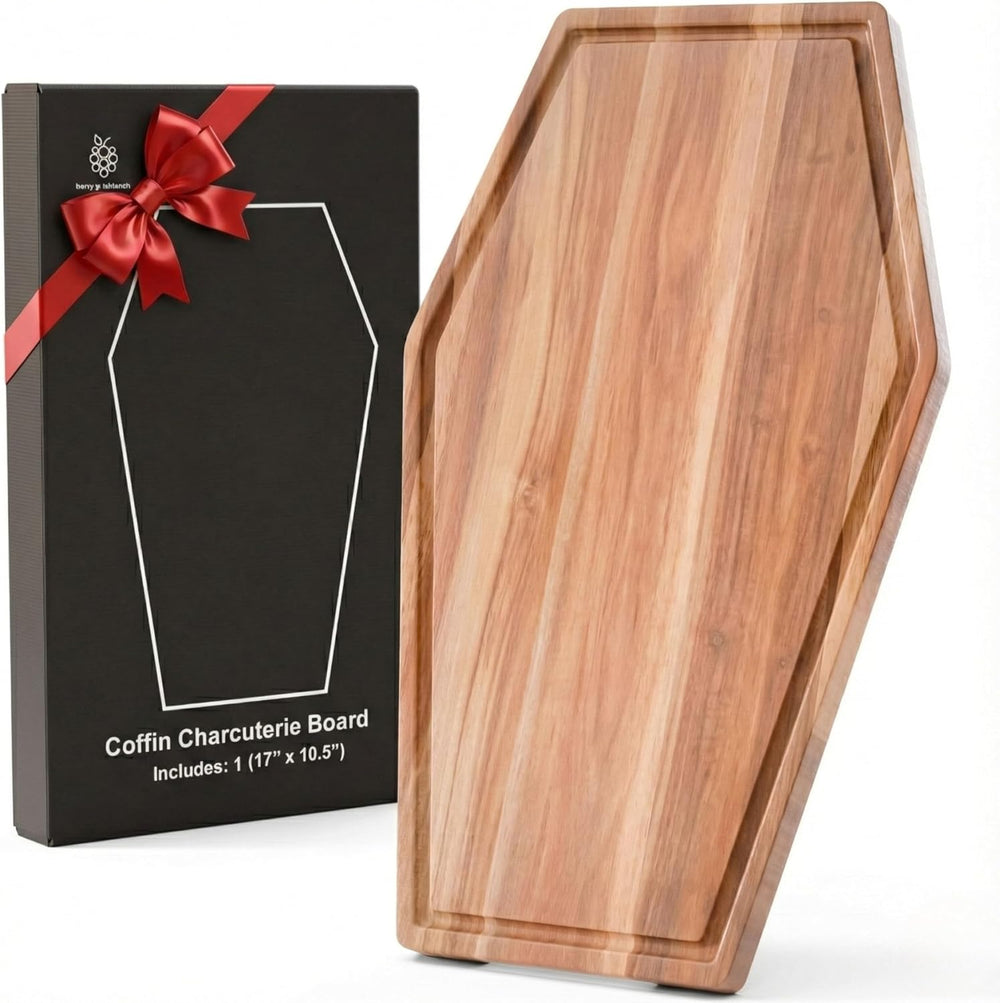 Large Coffin Cutting Board 17x10.5In Gothic Charcuterie Board. Spooky Decor