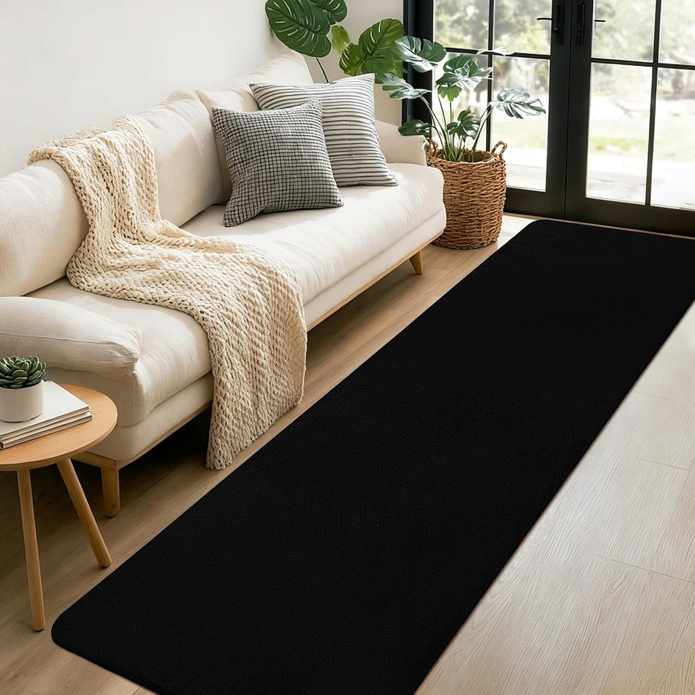 Black Hallway Runner Rug, 2x8 Modern Kitchen Runner Rug Non Slip