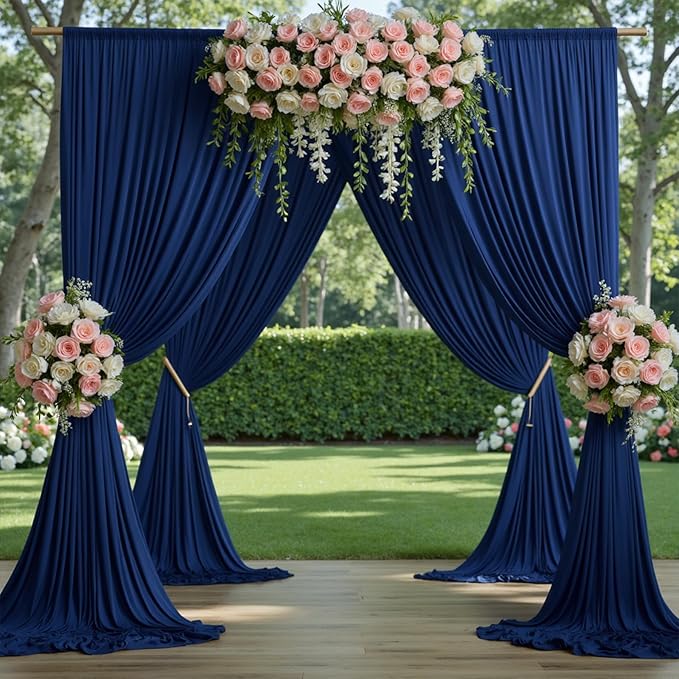 20ftx10ft Navy Blue Backdrop Curtains for Party Background, Wrinkle Free Navy Photo Curtains Backdrop Drapes 4 Panels Back Drop Cloth for Wedding Birthday Photography Baby Shower Decor