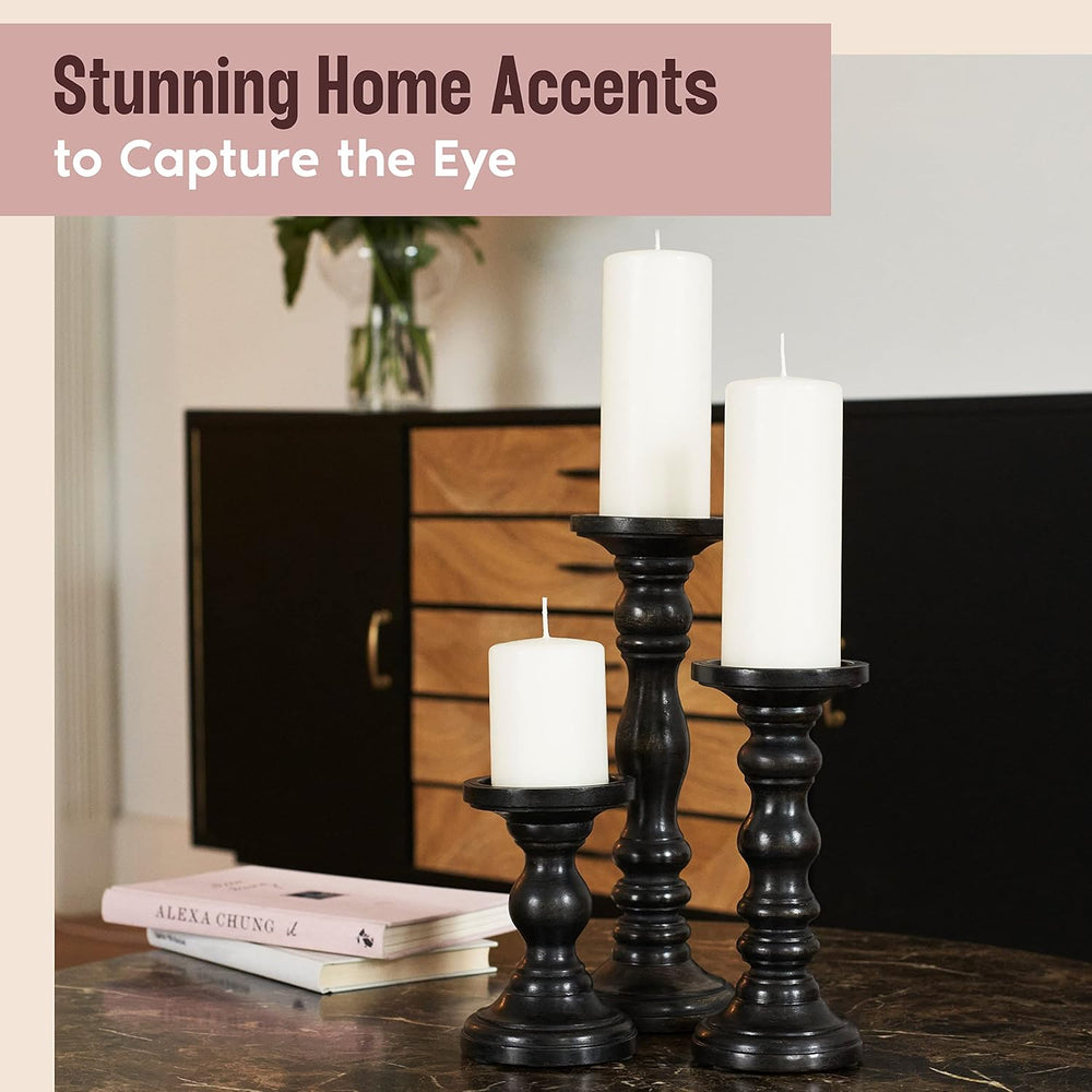 Large Candle Holders for Pillar Candles - Decorative Rustic Centerpiece Pilla...