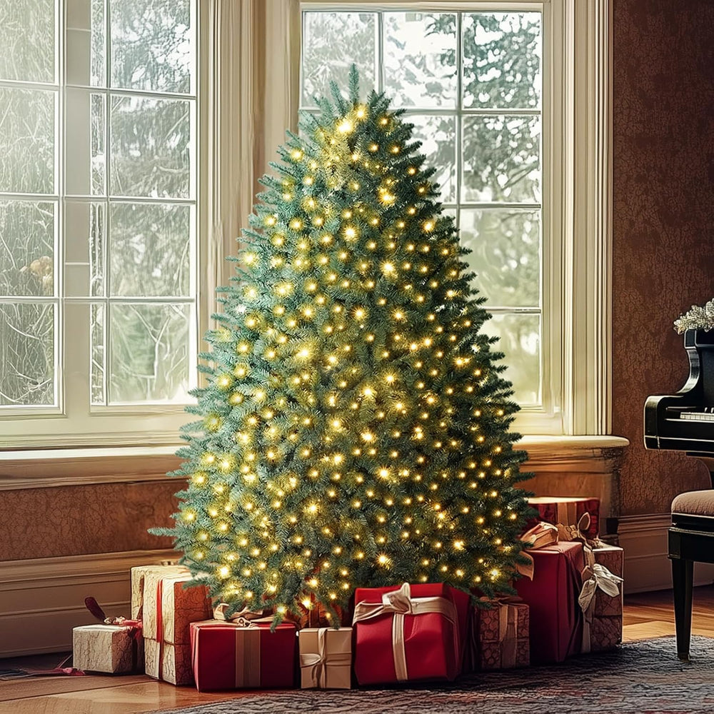 OasisCraft 6ft Pre-lit Christmas Tree Hinged Blue Spruce Artificial Christmas...