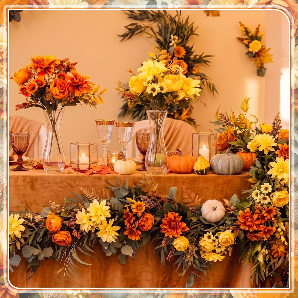 8 Bundles Fall Artificial Flowers Bouquet