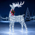 Tangkula 4.4 FT Christmas Lighted Reindeer, Outdoor Christmas Decorations