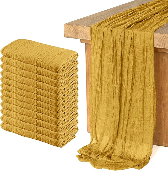 12 Pack Cheesecloth Table Runner, Runner Gauze Boho Wedding Decor Romantic Table Runner for Wedding Birthday Party(35" x 118")(Ginger)