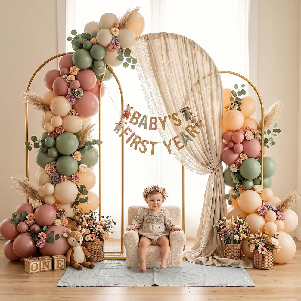 Metal Arch Backdrop Stand 3 Set (6FT+5FT+4FT), Gold Wedding Arch Frame