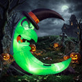 9FT Green Witch Moon Halloween Inflatables Outdoor Decorations with Bench