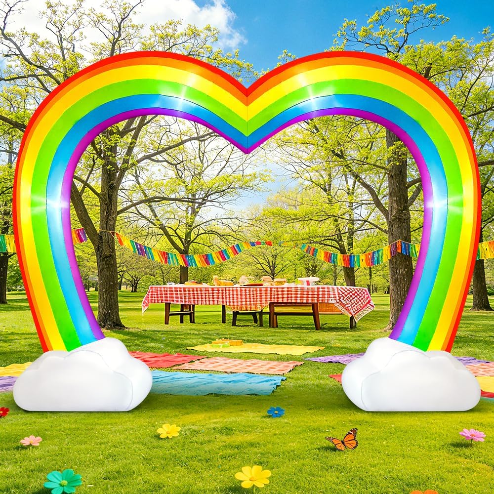 kooy 10ft inflatable rainbow arch, inflatable heart rainbows, side view