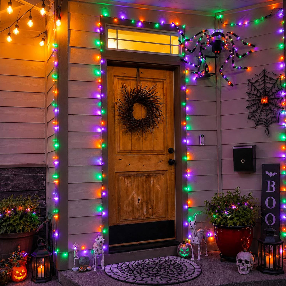 QITONG Halloween String Lights Outdoor, 165ft 500 LED Orange Purple Green led...
