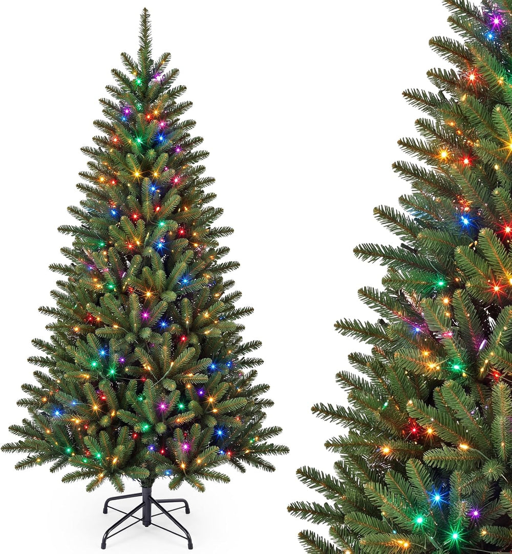 6FT Pre-Lit Artificial Christmas Tree, 300 Multicolor LED Lights