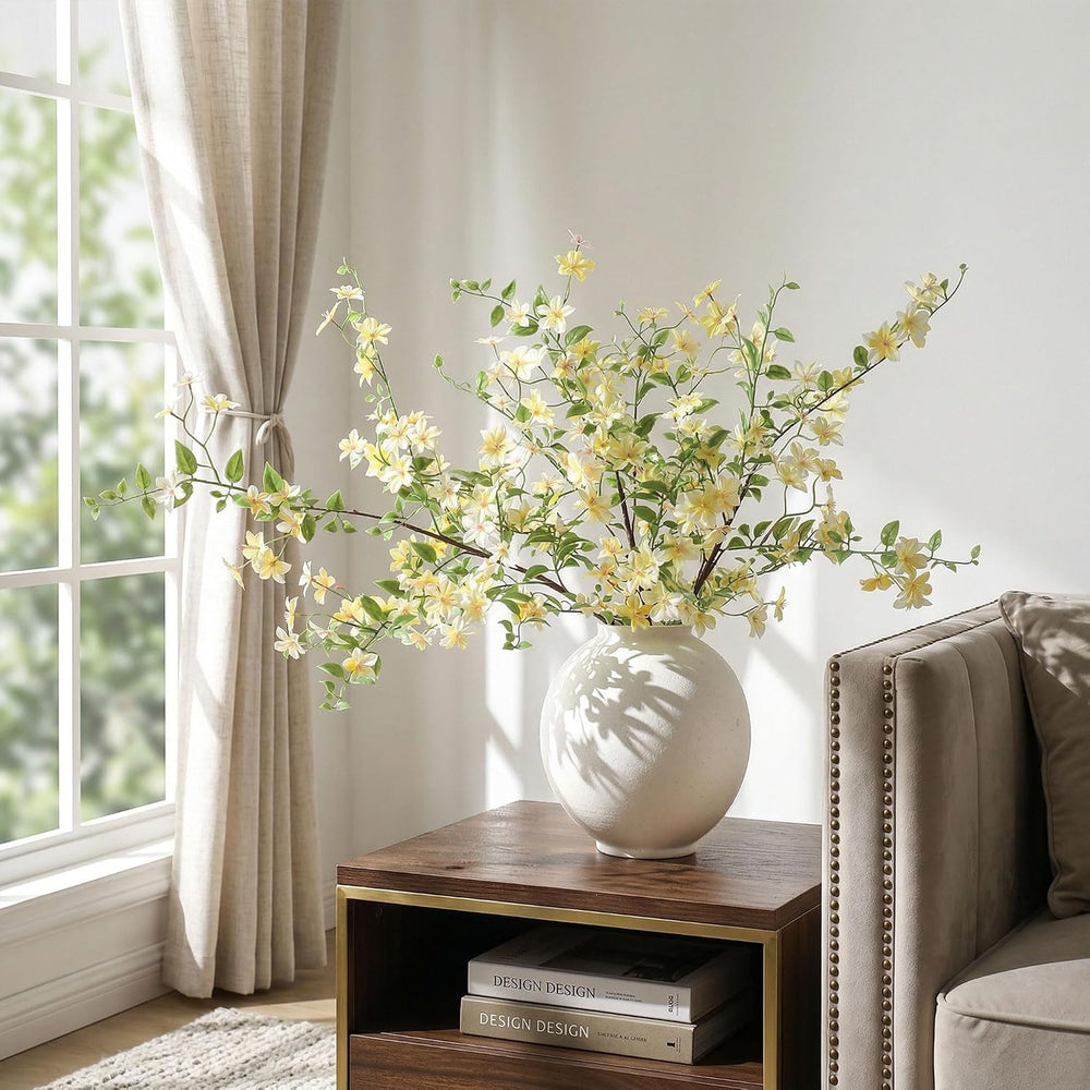 Fake Flowers, 3 Pcs Artificial Flowers Greenery Stems Faux Greenery Stems Bra...