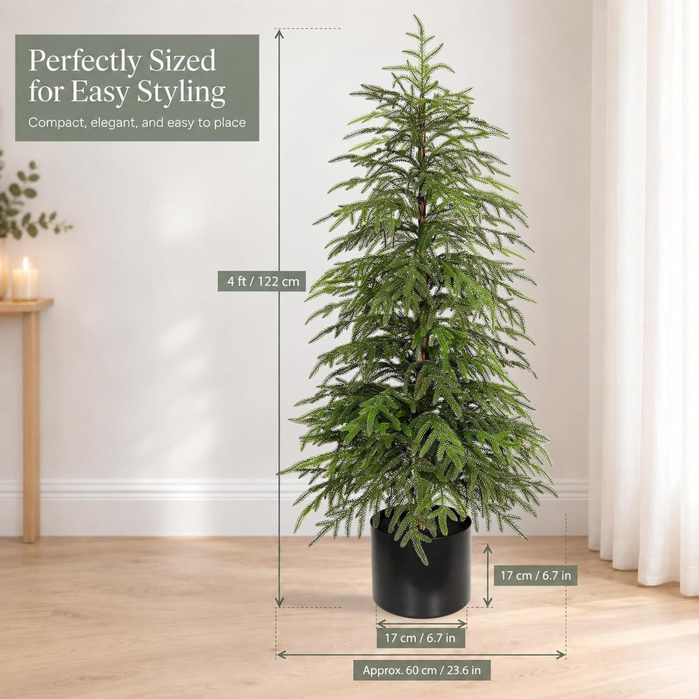 4FT Norfolk Pine Christmas Tree, Soft Touch Potted Artificial Trees