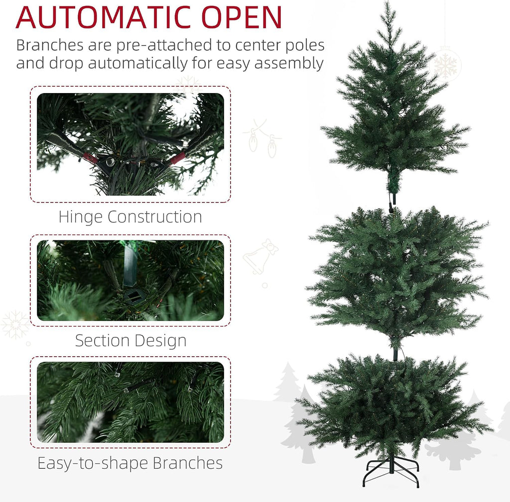 HOMCOM 6ft Tall Prelit Artificial Christmas Tree with 2328 Branches