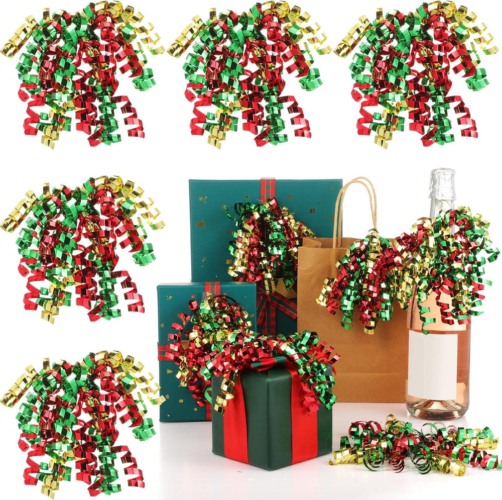 Lyrow 30 Pcs Christmas Curly Bows Self Adhesive Gift Wrap Accessory Xmas Holi...