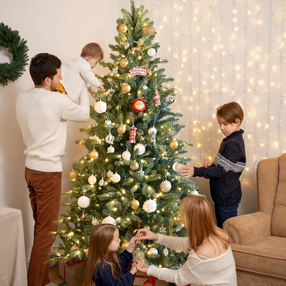 7.5ft Prelit Artificial Christmas Tree, Blue Spruce Xmas Tree with Lights &am...