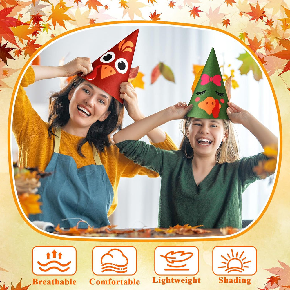 36 Pcs Thanksgiving Turkey Felt Cone Hats Party Costume