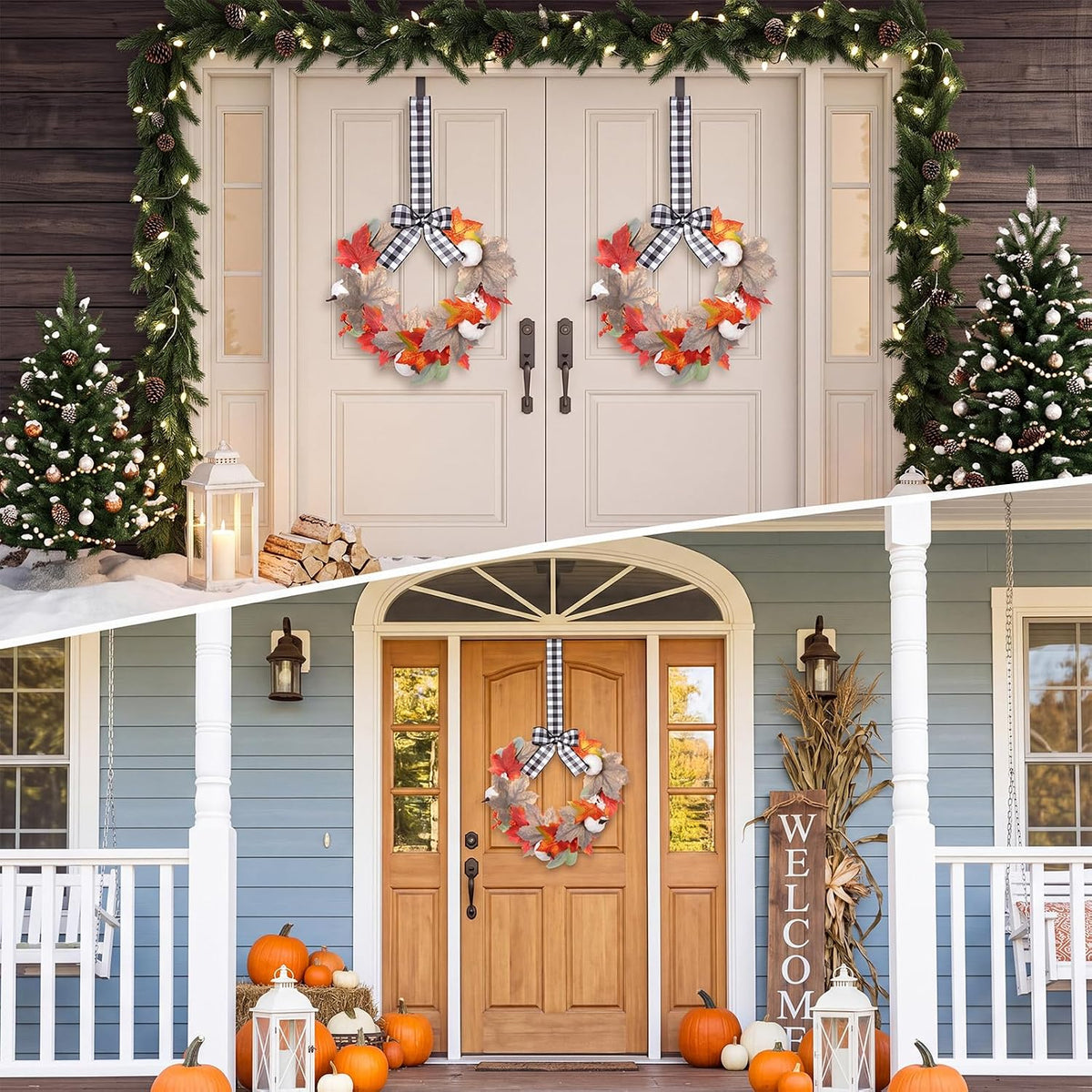 soulchen 8 pcs 13" small fall wreath for, side view