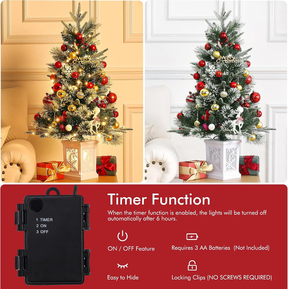 GAOMON 2Set 3FT Prelit Christmas Tree, Artificial Tree with Lighting Base