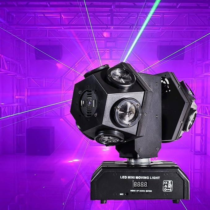 Moving Head DJ Light with Rotating Beam - Stage Light, Sound Activated, DMX512, Perfect for DJ, KTV, Disco, Party, Wedding, Festival