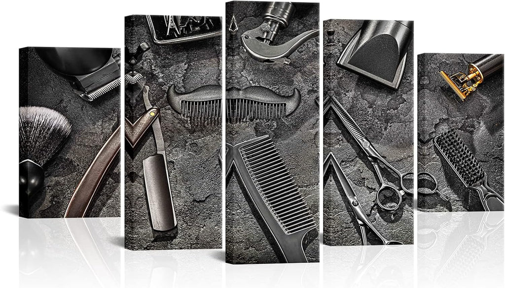 Artmyharbor 5 Pieces Barber Tools Wall Art