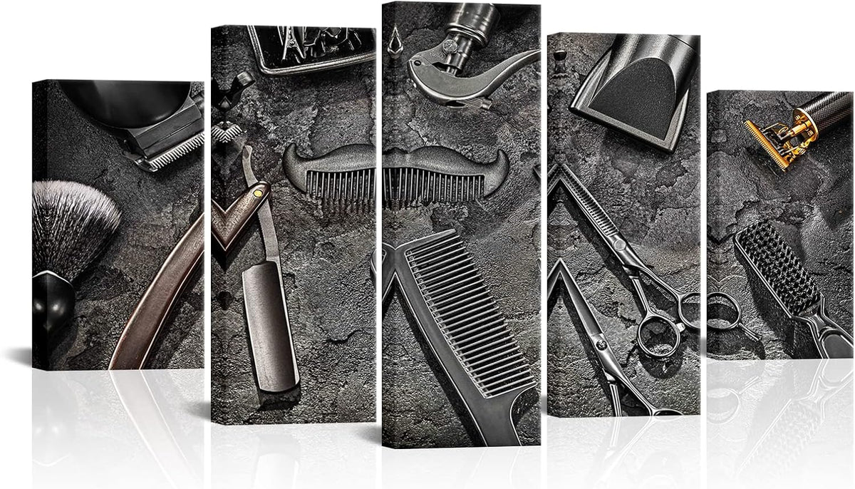 Artmyharbor 5 Pieces Barber Tools Wall Art