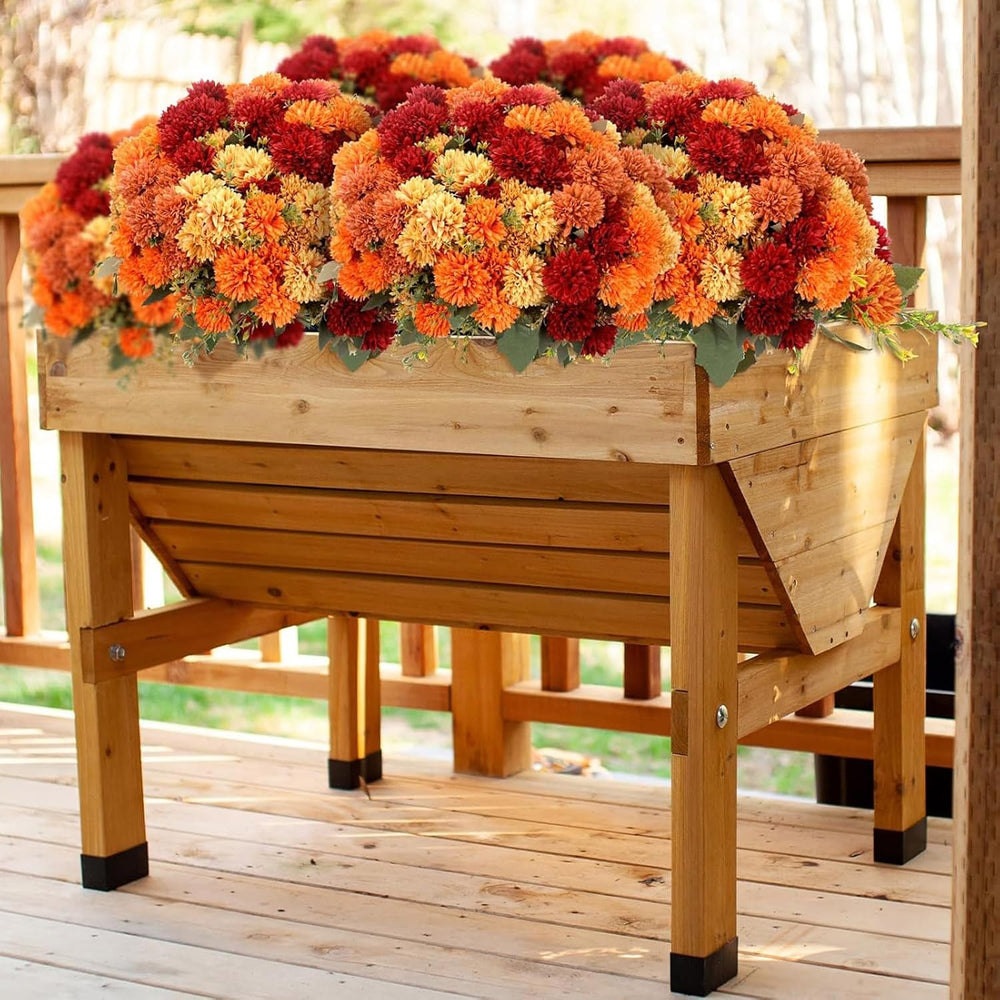 XunYee 24 Pcs Fall Artificial Flowers for Outdoor Faux Mums,Burnt Orange