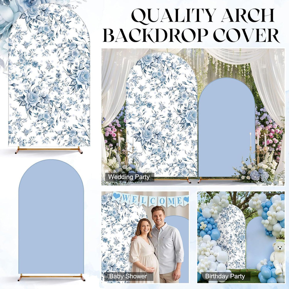 2 Pcs Blue Flower Arch Cover Backdrop