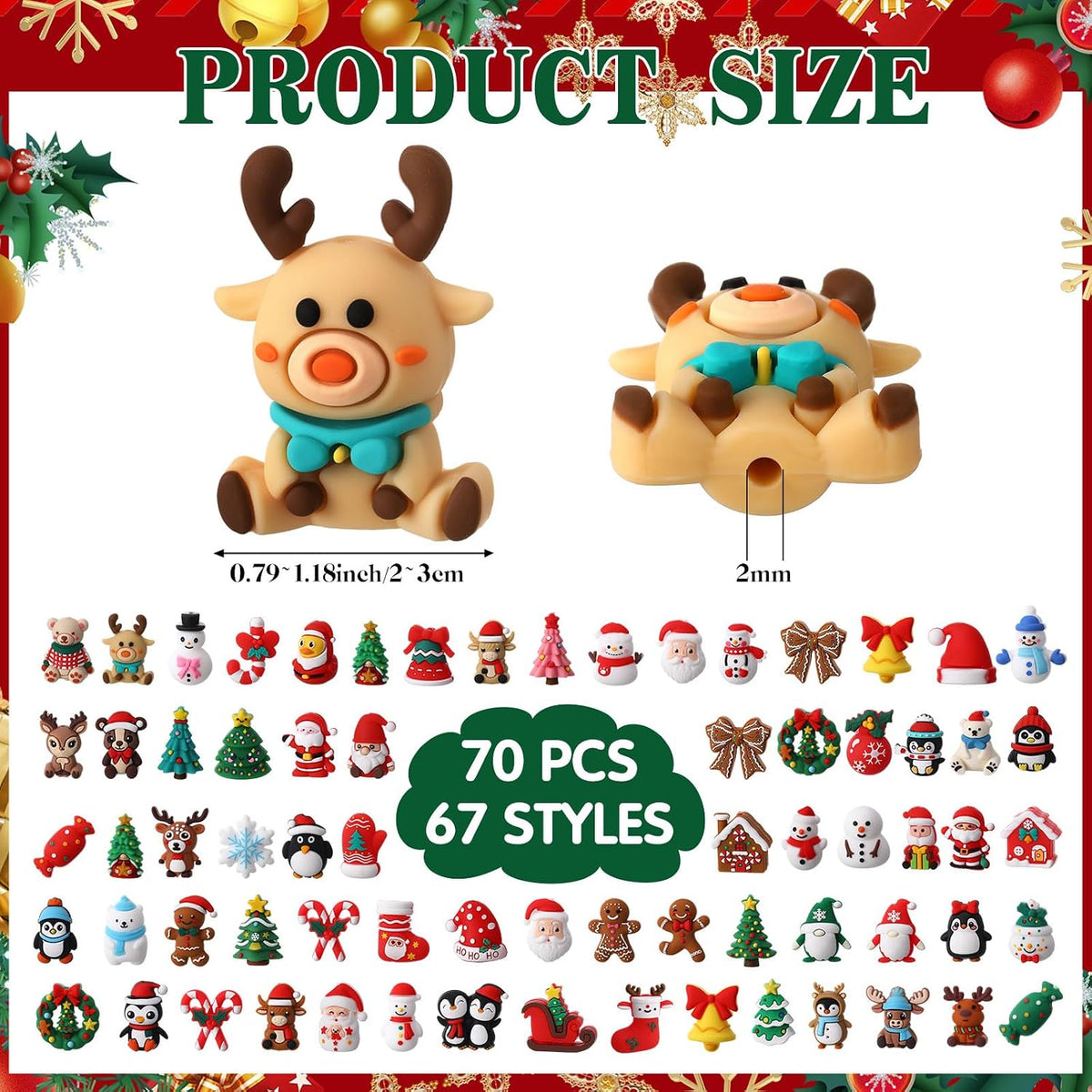 watersay 70 pcs christmas 3d silicone focal beads shown in use