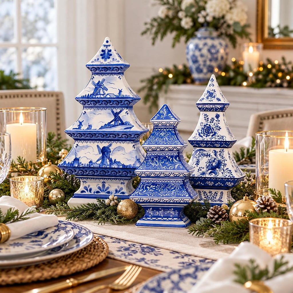 soaoo 3 pcs blue and white christmas ceramic showing dimensions