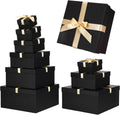 Chivertion 6 Pack Nesting Gift Boxes with Lids Ribbon, Large Square, Black