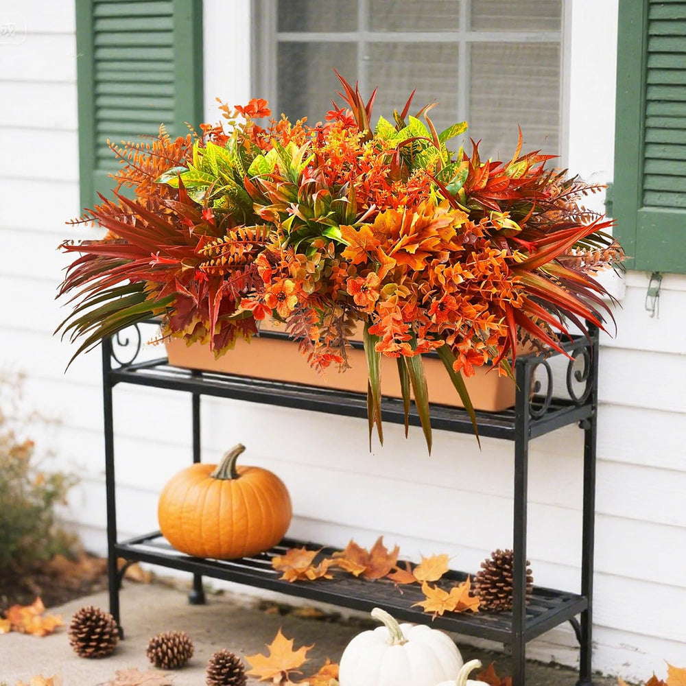 Artificial Plants with Fall Leaves,18Pcs Fake Greenery Stems Autumn Flowers f...