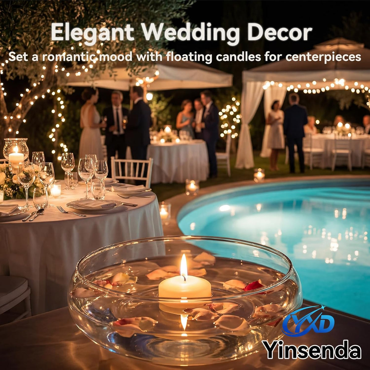 12 Pack Floating Candles- White 2 Inch Round Unscented Floating Candles for Wedding Centerpieces, Parties, Vase Fillers and Bath Tub