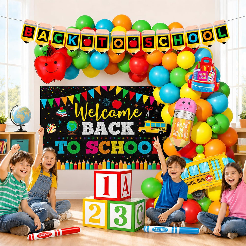 Back to School Balloon Arch Kit, 165Pcs First Day Decor with Balloon Boxes