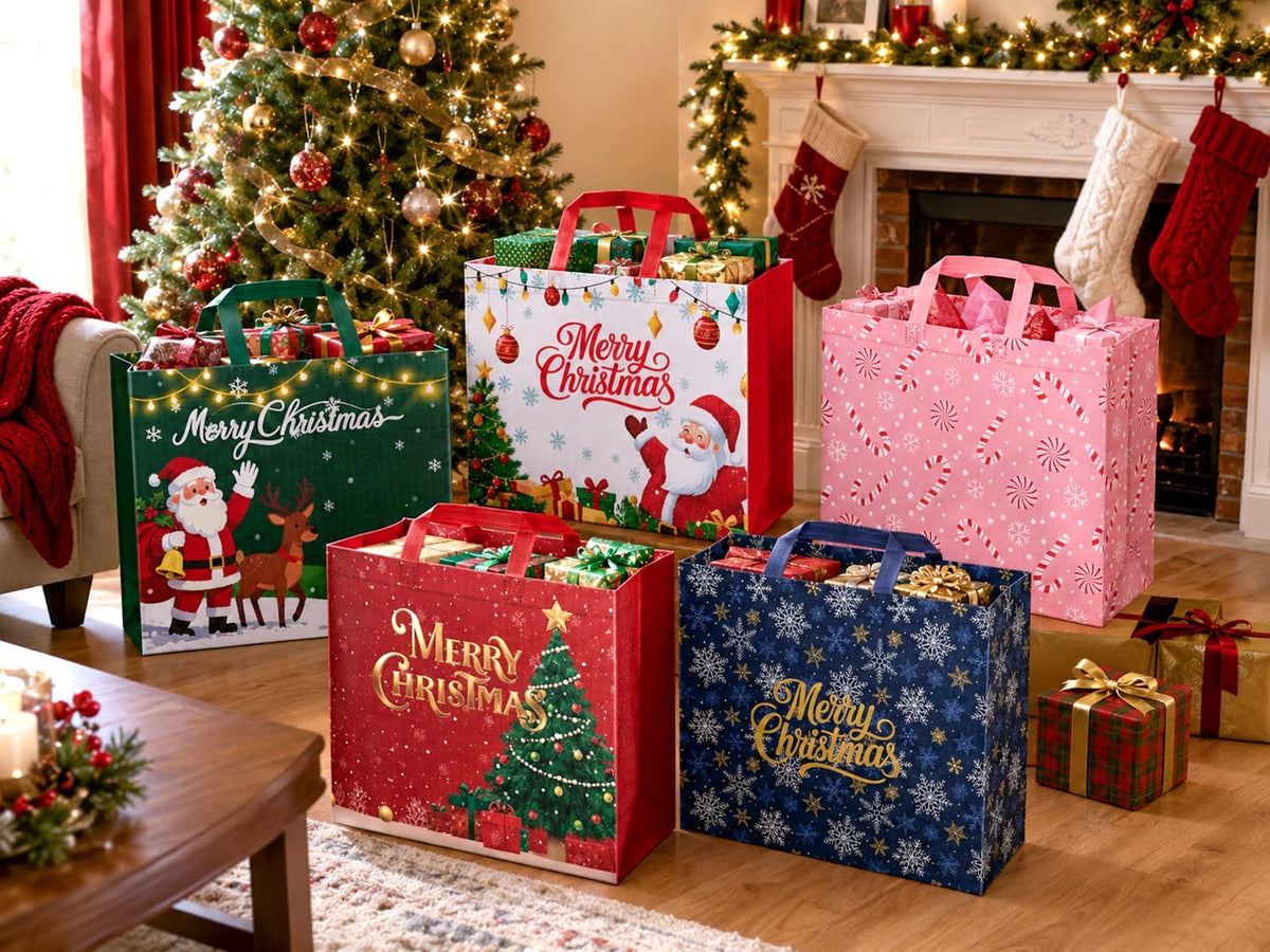 ranfashiong 10pcs extra large christmas gift tote bag, package contents