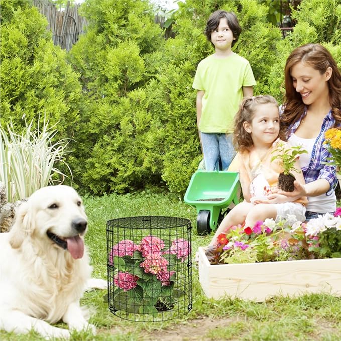 5 Packs Garden Plant Protectors from Animals,Metal Plant Cage Chicken Wire Cloche with Ground Stakes and Nylon Tie,Garden Plant Protectors for Flower Vegetable to Keep Animals Out-11.8"x 12.6"