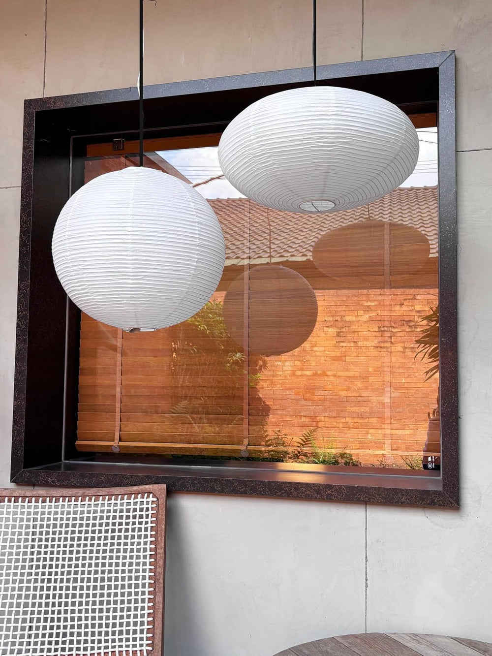 2 PCS Chinese Paper Lanterns White Lampshade, 16inch Large Round and 18inch O...