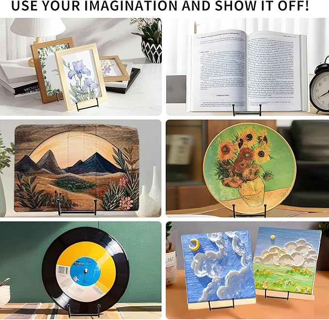 12 Pack 6"Plate Stands for Display,Metal Plate Holders Display Stands Can Be Used for Picture Stands,Book Stands for Display,Plate Display Stands,Easel,Photo Frame Stands,Plaque Stands,Desktop Stand.