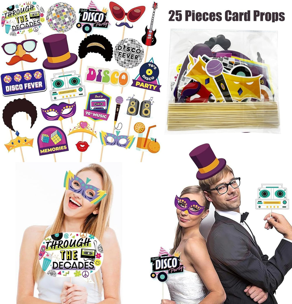 50 Pcs Rock Party Photo Booth Props Set for Adults, Funny Rock Star Party Sun...