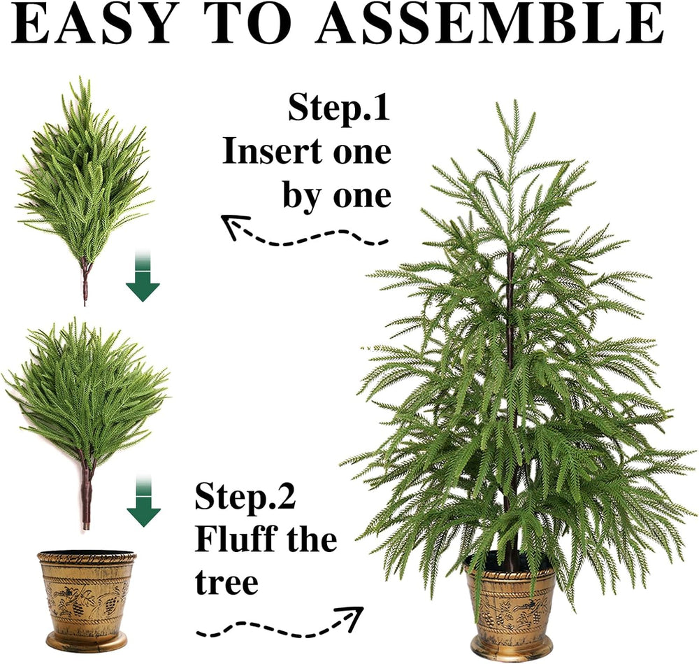 3ft Norfolk Pine Christmas Tree Artificial Small Potted, Set of 2