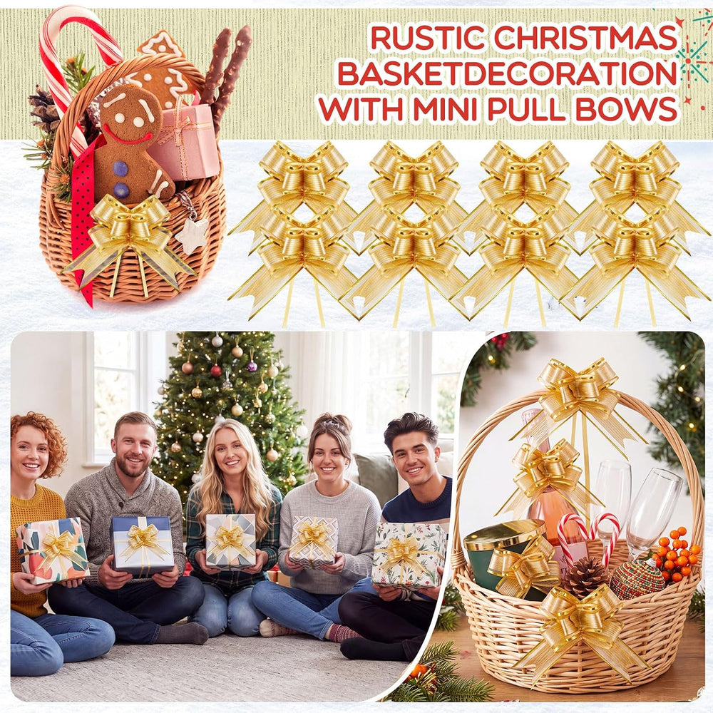 300 Pcs 3.5" Christmas Pull Bows for Gift Wrapping, Gold