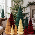 Fullhawl 10 Pcs Honeycomb Paper Christmas Tree, Classic, 1/2/3/4 ft