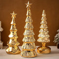 Funnymoom 3 Pack Glass Christmas Trees Light up Decor, Gold, Classic