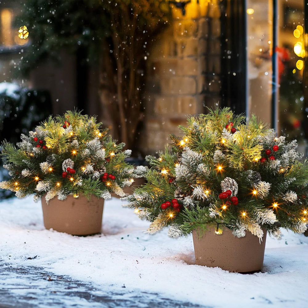 2Pack Artificial Outdoor Christmas Tree Urn Filler Yard Porch Decorations