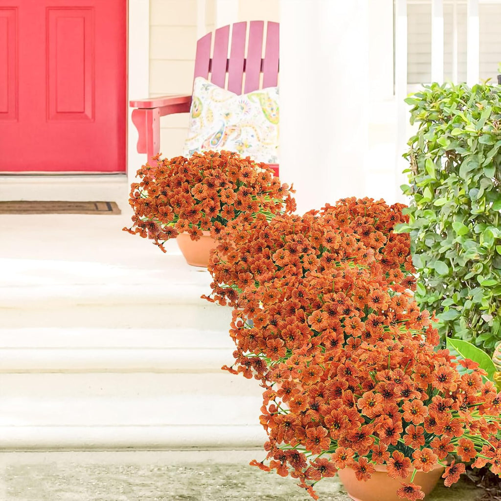 Uieke 72 Pcs Artificial Fall Flowers for Outdoors, UV Resistant Faux Mums